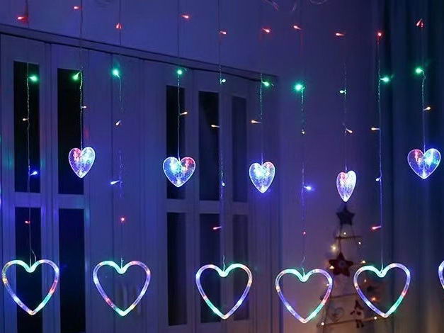 Curtain lights with Heart (multi-color)