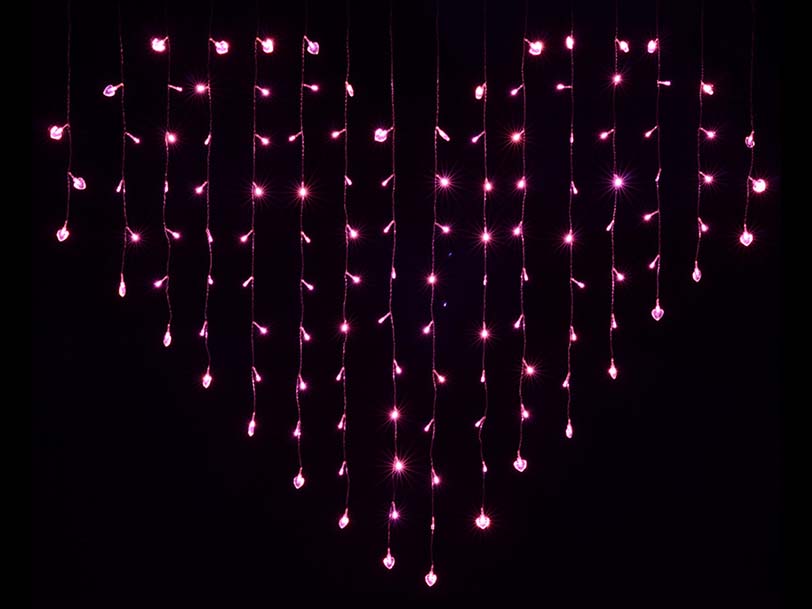 Windows curtain lights, Heart (pink)