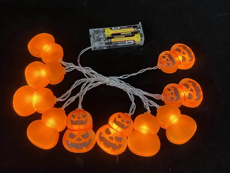 Halloween string lights with flat pumpkin