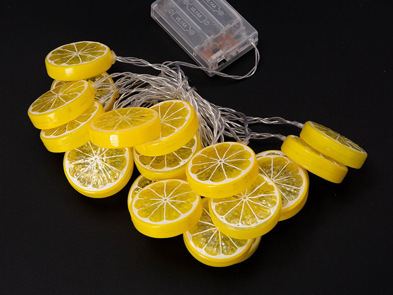 LED string lights with lemon slices
