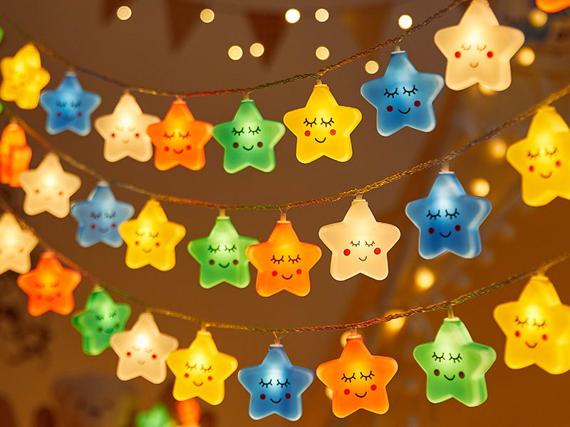 Decorative string lights with stars (multi-color)