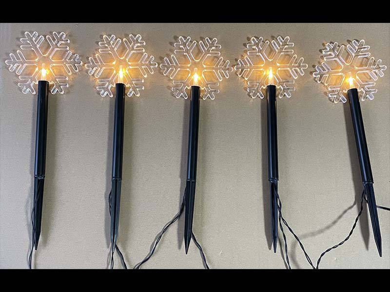 Garden stake lights with snowflake,Height=37cm