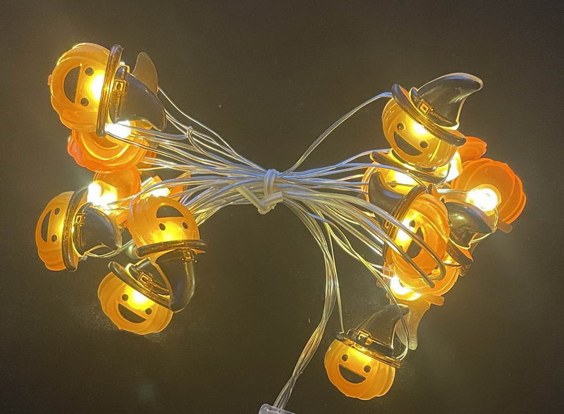 Halloween string lights, Pumpkin with hat