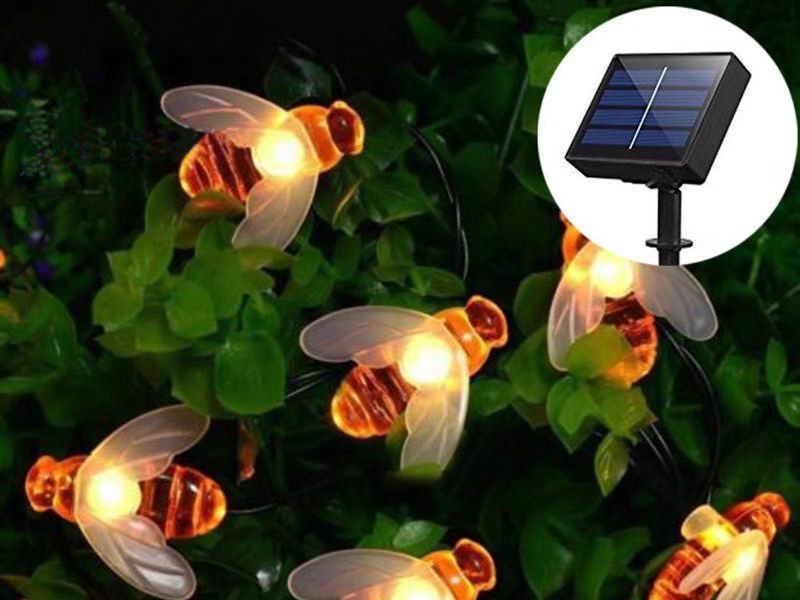 Solar garden string lights with bee